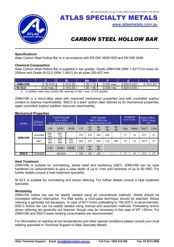 Datasheet (156 kb) - Atlas Steels