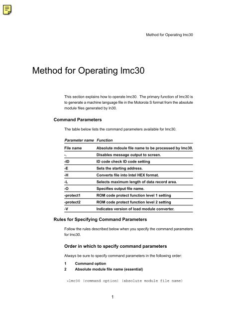 Method for Operating lmc30 - Renesas