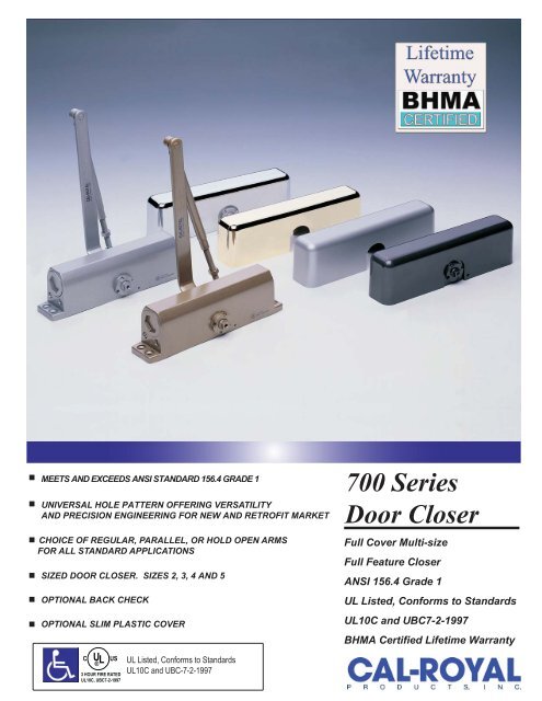 700 Series Door Closer New Fp Cal Royal
