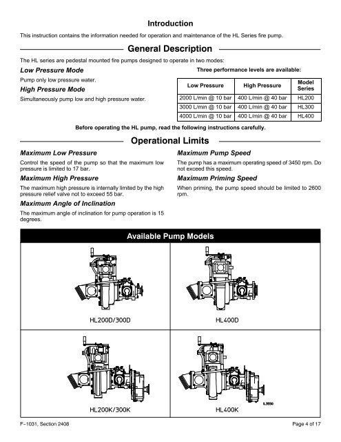 Sec. 2408, HL Series Operation and Maintenance - Waterous