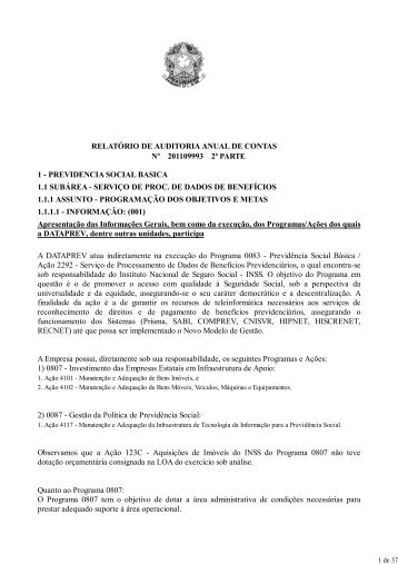 Pareceres e Certificados â TCU e CGU - Dataprev