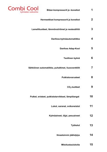 Hinnasto 2013 (PDF 7.4Mt) - Oy Combi Cool Ab