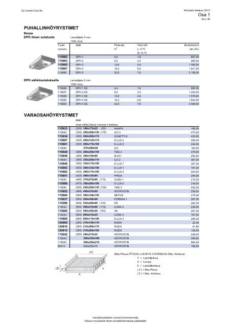 Hinnasto 2013 (PDF 7.4Mt) - Oy Combi Cool Ab