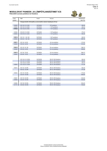 Hinnasto 2013 (PDF 7.4Mt) - Oy Combi Cool Ab