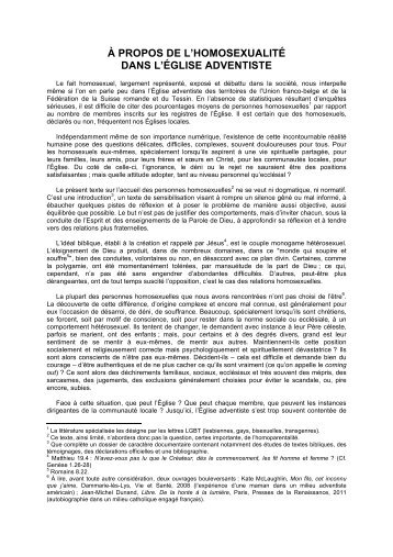 À PROPOS DE texte voté le 11 mars 2013 - Adventiste