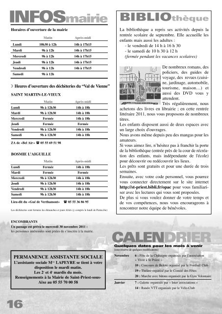 Octobre 2011 Bulletin municipal n°32 - Saint-Priest-sous-Aixe