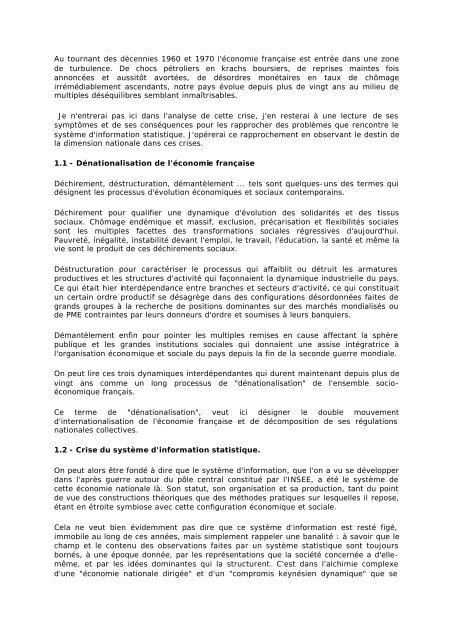Atelier 1 ReprÃ©sentations de la sociÃ©tÃ© et de l'Ã©conomie ... - cgt-insee