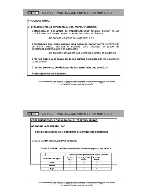 DOCUMENTO BÃSICO DB HS 1 ProtecciÃ³n frente a la humedad