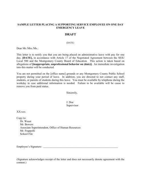 Emergency Leave Letter Sample from img.yumpu.com