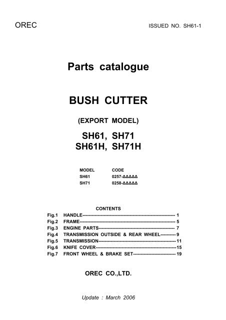 Parts catalogue BUSH CUTTER (EXPORT MODEL) SH61, SH71 ...