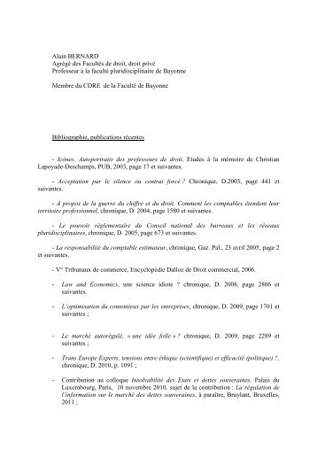CV alain bernard 2011 - UFR Pluridisciplinaire de Bayonne