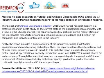 Global and Chinese Uniconazole (CAS 83657-22-1) Industry, 2015 Market Research Report