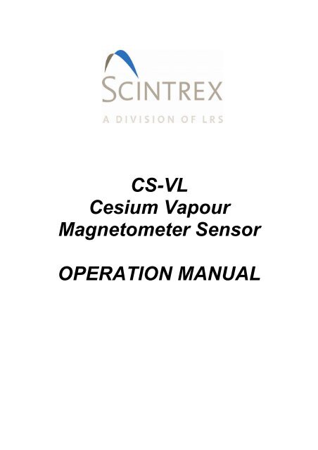 Cs Vl Manual Rev 0 Pdf Scintrex