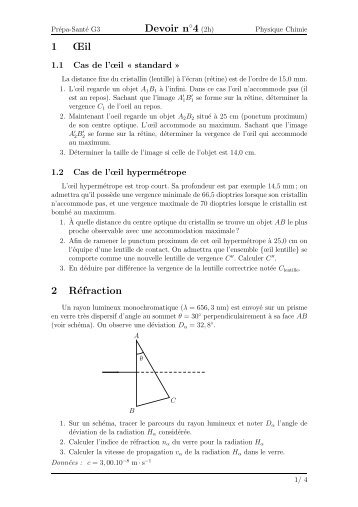 Devoir n 1 Åil 2 RÃ©fraction