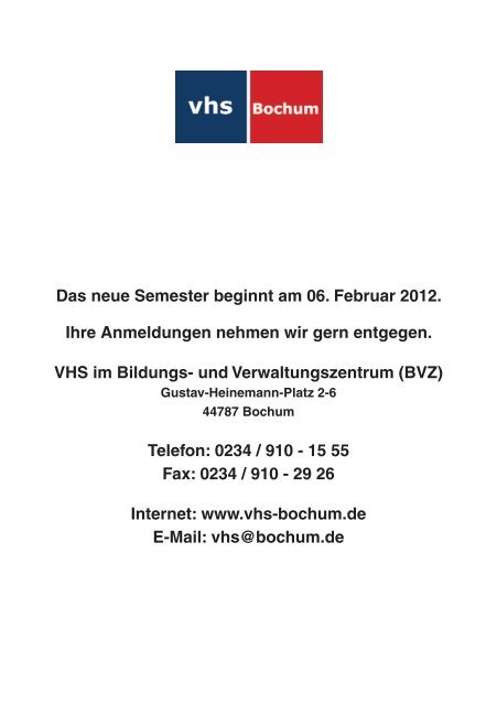 16:00 Uhr - Volkshochschule Bochum