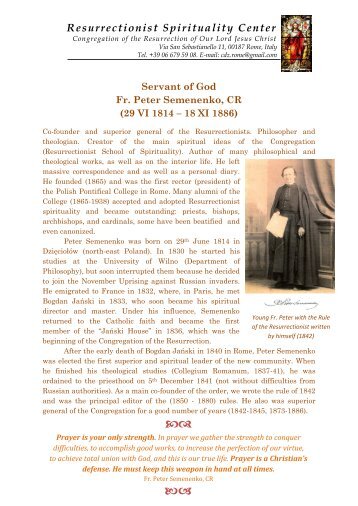 Servant of God Fr. Peter Semenenko, CR - St. Mary Roman Catholic ...