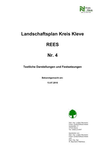 Landschaftsplan Kreis Kleve REES Nr. 4 Textliche Darstellungen