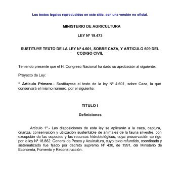 Ley 19.473 de caza _para pdf_ - Servicio AgrÃ­cola y Ganadero