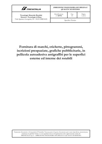 Fornitura di marchi, etichette, pittogrammi ... - Gare di Trenitalia