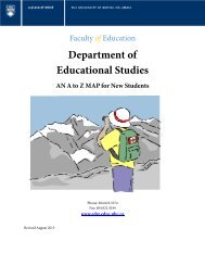 Department of Educational Studies AN A to Z MAP for New Students