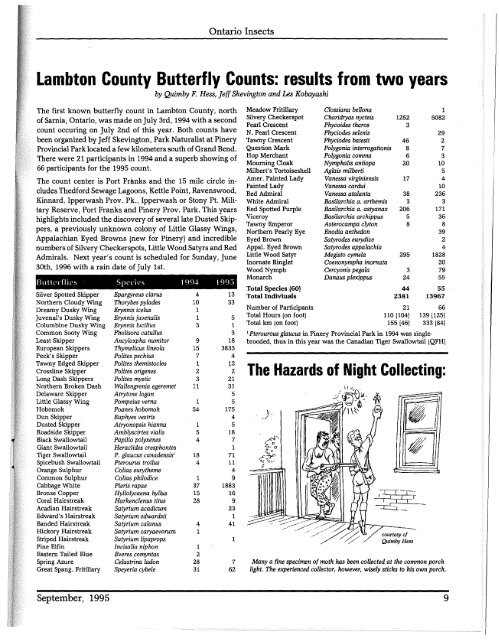 1995 - Toronto Entomologists' Association