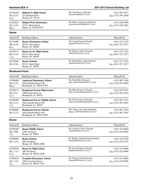 2011-2012 Staff & Schools Directory - Heartland AEA 11