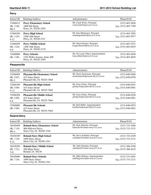 2011-2012 Staff & Schools Directory - Heartland AEA 11