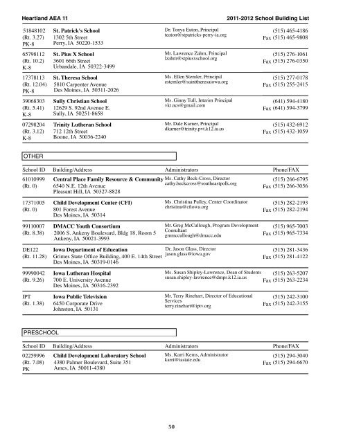 2011-2012 Staff & Schools Directory - Heartland AEA 11