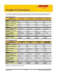 Weights and Dimensions - DHL