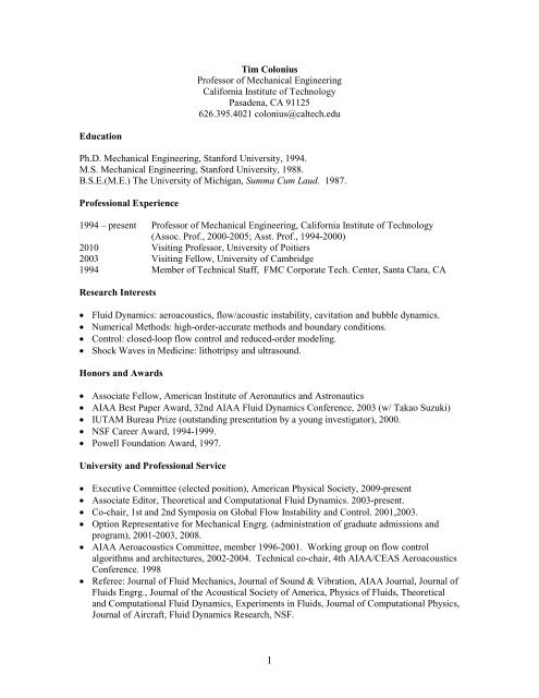 ColoniusCV 7-10.pdf - Tim Colonius - Caltech