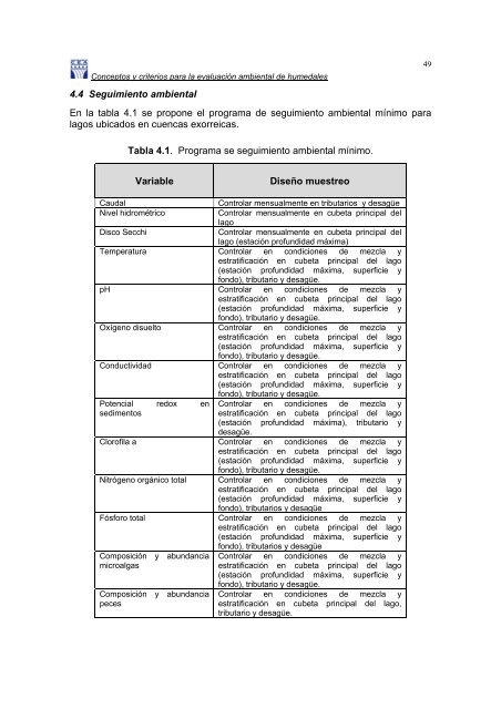 Conceptos y criterios para la evaluaciÃ³n ambiental de humedales