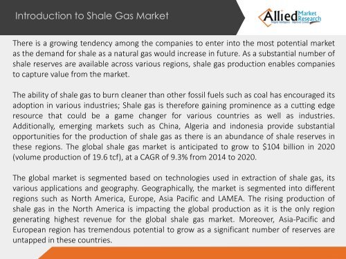 Global Shale Gas Market Forecast 2013 - 2020 