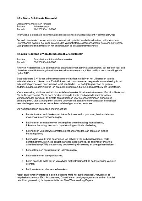 curriculum vitae - Van Donkelaar Interim Financials