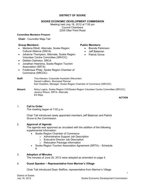 Minutes - District of Sooke