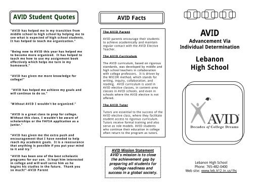 Avid Mission Statement Avid Core
