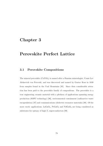 Chapter 3 Perovskite Perfect Lattice - Atomistic Simulation Group