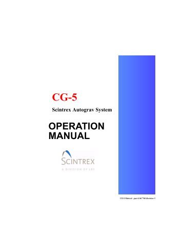 CG-5 Gravity Meter Operation Manual - Scintrex