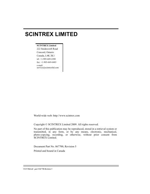 CG-5 Gravity Meter Operation Manual - Scintrex