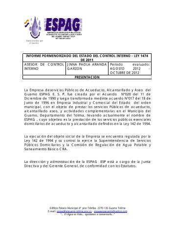 Descargar INFORME DAFP LEY 1474 DE 2011 - El Guamo - Tolima