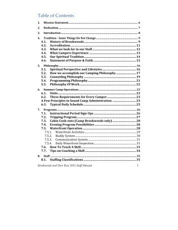 Table of Contents - Christian Camps and Conferences