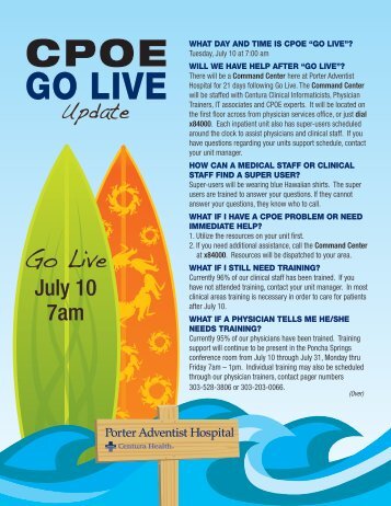 Click here for a printable CPOE Go-Live flyer - Centuranews.org