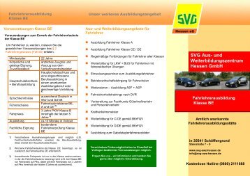 Fahrlehrerausbildung Klasse BE Flyer_2013 - SVG Hessen