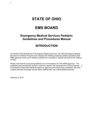 State of Ohio EMS Pediatric Guidelines - ODPS | Emergency ...