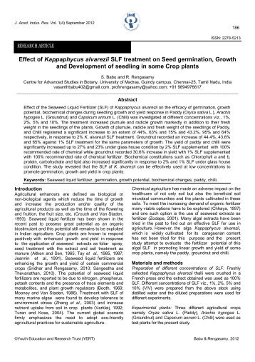 Effect of Kappaphycus alvarezii SLF treatment on Seed germination ...