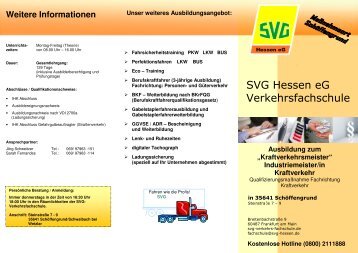 Ã¢ÂÂKraftverkehrsmeisterÃ¢ÂÂ Industriemeister/in Kraftverkehr - SVG Hessen