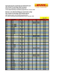 Fuel and security surcharges per destination per DHL Global ...