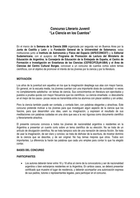 Concurso La Ciencia en los Cuentos - Instituto Argentino de ...