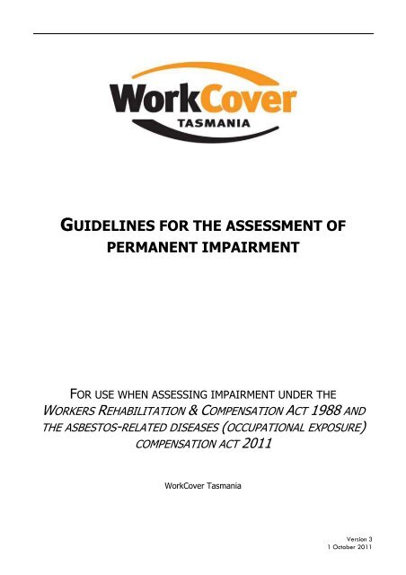Guidelines for the assessment of permanent impairment Version 3
