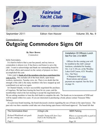 September 2011 - Fairwind Yacht Club