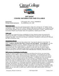 EMT-BASIC Course Information and Syllabus - Citrus College